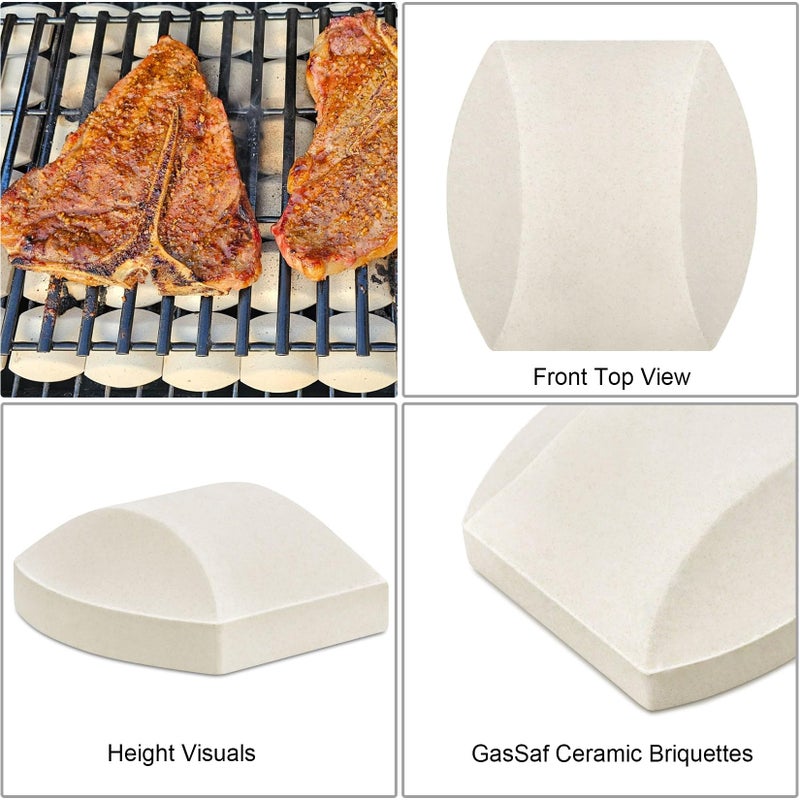 GasSaf Ceramic Briquettes Replacement for Select Turbo, Nexgrill Gas Grill Models, 2 x 2 x 0.8 inch, Set of 50 pcs - Image 3